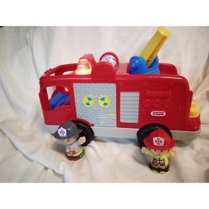 TESTED - WORKS Fisher Price Helping Others Fire Truck w/ 2 People (No Ladder)